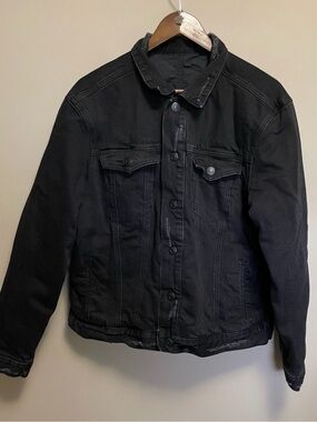 AllSaints Black Button-Up Denim Jacket